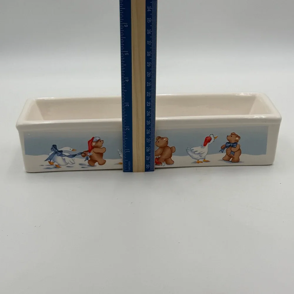 Vintage House of Lloyd 1988 Bear and Goose Ceramic Rectangular Planter Tray